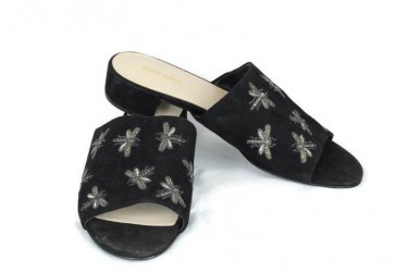 Nine West Women's Black Rahas Sandals Slip On Open Toe Back Leather Upper 10M