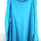 Chaps Blue Women's Long Sleeve Top Blouse Pullover 2X 023