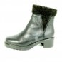 A J Valenci Women's Boots Booties Black Leather Ankle Side Zip Low Heels 6 M