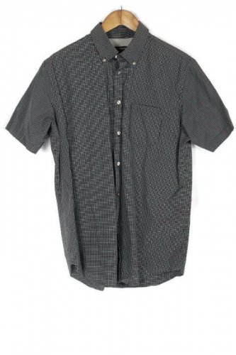 Van Heusen Black Men's Dress Shirt Short Sleeve Button Down Size Medium  011