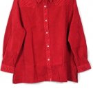 Cervelle Red Women's Button Up Long Sleeve Collared Top Blouse Size 2X 048