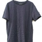 Straight Faded Men's Striped Navy White Tee Shirt Crew Neck Size X Large  013