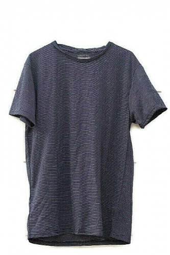 Straight Faded Men's Striped Navy White Tee Shirt Crew Neck Size X Large  013