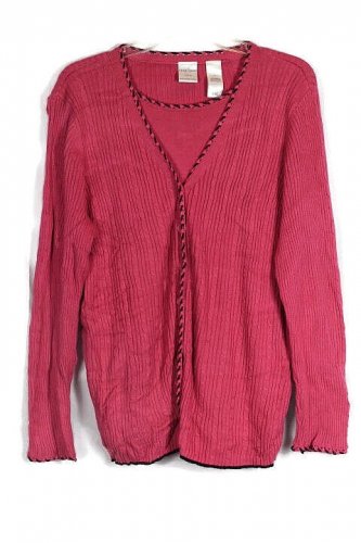 Emma James by Liz Claiborne Women's Pink Cardigan Sweater Built In Tank 1 041
