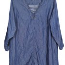 Cato Blue Denim Women's Shirt Dress Pull Tab Sleeves Criss cross Neckline XL 036