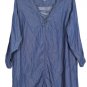 Cato Blue Denim Women's Shirt Dress Pull Tab Sleeves Criss cross Neckline XL 036