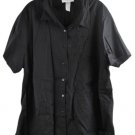 Sag Harbor Black Women's Button Up Blouse Collared Short Sleeve 2X 055