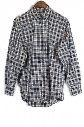 Eddie Bauer Blue Plaid Men's Long Sleeve Dress Shirt Button Down Small 014
