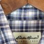 Eddie Bauer Blue Plaid Men's Long Sleeve Dress Shirt Button Down Small 014