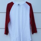 Cotton Heritage Men's White Shirt Red Long Sleeve Shirt Crewneck Size L  005