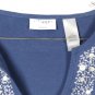 Villager Blue Women's Pullover Beaded Blouse V Neck Short Sleeve Size 3 042