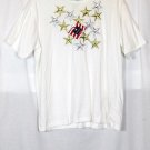 Jennifer Moore White Women's Short Sleeve Shirt Stars Embroidered 1X 038