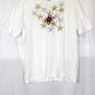 Jennifer Moore White Women's Short Sleeve Shirt Stars Embroidered 1X 038