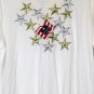 Jennifer Moore White Women's Short Sleeve Shirt Stars Embroidered 1X 038