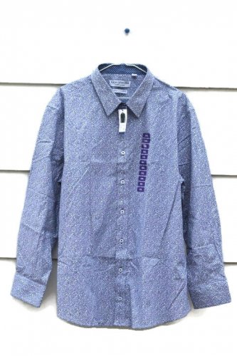 Nick Graham Everywhere Men's Dress Long Sleeve Polo Shirt Blue Paisley XXL  001