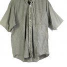 Arrow Gray White Check Men's Dress Shirt Short Sleeve Button Down Large 001