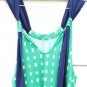 Mud Pie Women's Green White Squares Sleeveless Dress Blue Bow Tie Strap S  006