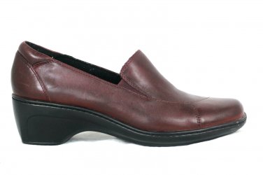 Clarks Women's Comfort Shoes Wedges Red Leather Slip On Size 9.5 M