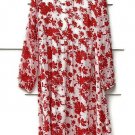 Vila Red White Women's Chiffon Smock Dress Long Sleeve Dress Size 40    021