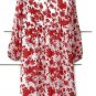 Vila Red White Women's Chiffon Smock Dress Long Sleeve Dress Size 40    021