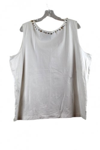 Susan Bristol White Women's Sleeveless Blouse Beaded 2W 060