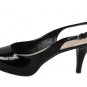 Franco Sarto Black Women's Sling Back Heels Shoes Sandals Open Toe 9.5M