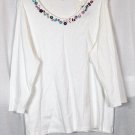 Casual Corner Annex White Women's Long Sleeve Blouse V Neck Size 1X 037