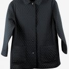 Gallery Black Women's Quilted Jacket Front Pockets Snap Closure XL