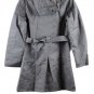 CREATMO US Gray Women's Trench Coat Double Breasted Detach Hood Small 028