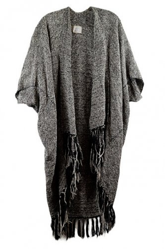 Loom Works by Cindy Percival Gray Women's Poncho Wrap  Open Front One Size 037