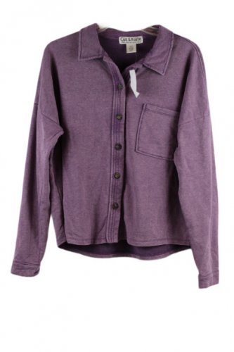 Cut & Paste Purple Women's Long Sleeve Shirt Full Button Closure X Small 019