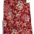 Kathie Lee Red Floral Women's Long Skirt Elastic Waist Slits Bottom Side 14 035W