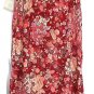 Kathie Lee Red Floral Women's Long Skirt Elastic Waist Slits Bottom Side 14 035W
