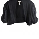 Ambiance Apparel Black Women's Cropped Light Blazer Open Front 1X 055