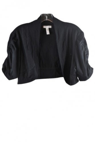 Ambiance Apparel Black Women's Cropped Light Blazer Open Front 1X 055