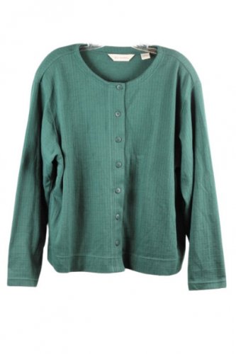 Bechamel Green Women's Long Sleeve Sweater Blazer Front Button Closure XL 045