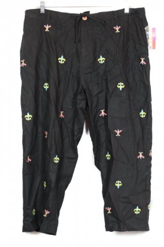 Sunbay Sport Black Embroidered Women's Pants Drawstring Closure 2X 004