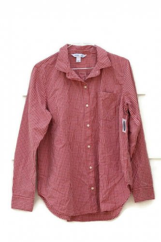 Old Navy Red Checkered Button Down Long Sleeve Shirt Size Large  005