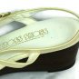 Vintage Red Cross White Women's Heels Shoes Slingback Open Toe 9.5 M
