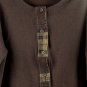 Bechamel Brown Women's Button Up Blouse Top Long Sleeve XL 048
