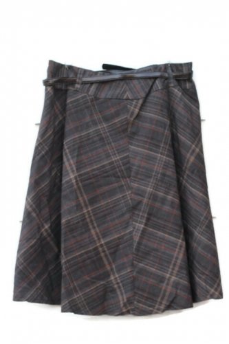 East 5th Brown Women's Flared Plaid Skirt Zip Closure Size 16   008