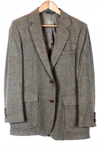 Imperial by Haggar Brown Chevron 100% Wool Men's Blazer Suit Coat Size 40