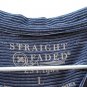 Straight Faded Navy White Striped Men's Tee Shirt Crewneck Pullover Size L  002