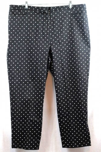 Real Clothing Black White Polka Dot Women's Pants Front Pockets Zip 20 058