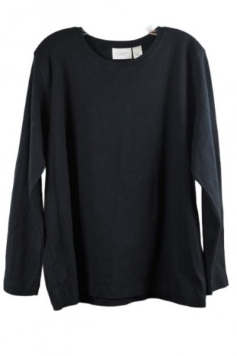 Liz Claiborne Black Women's Long Sleeve Shirt Crewneck Pullover 1X 059