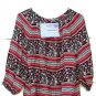Roper Multicolored Floral Border Pattern Women's Blouse Keyhole  3/4 Sleeve  018