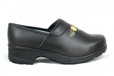 Moheda Toffeln Women's Clogs Mules Black Slip On Floral Embroidered US 8.5