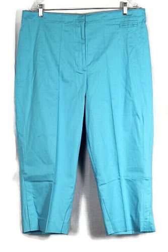 J H Collectibles Stretch Blue Women's Cropped Pants Zip Closure 20W 043