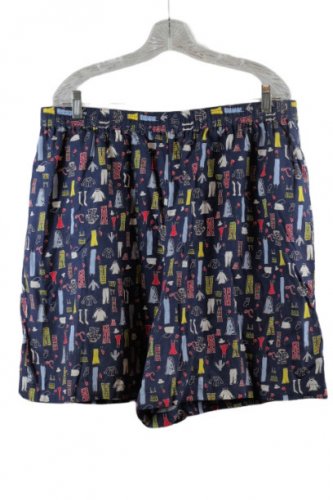 Bechamel Blue Women's Fashion Printed Shorts Pull On Elastic Waist XL 024