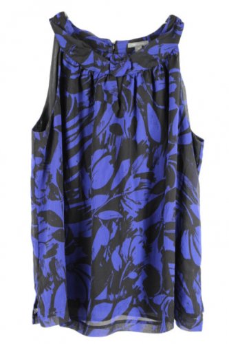 Apt 9 Blue Black Women's Top Blouse Sleeveless Keyhole Neck Lined 2X  037